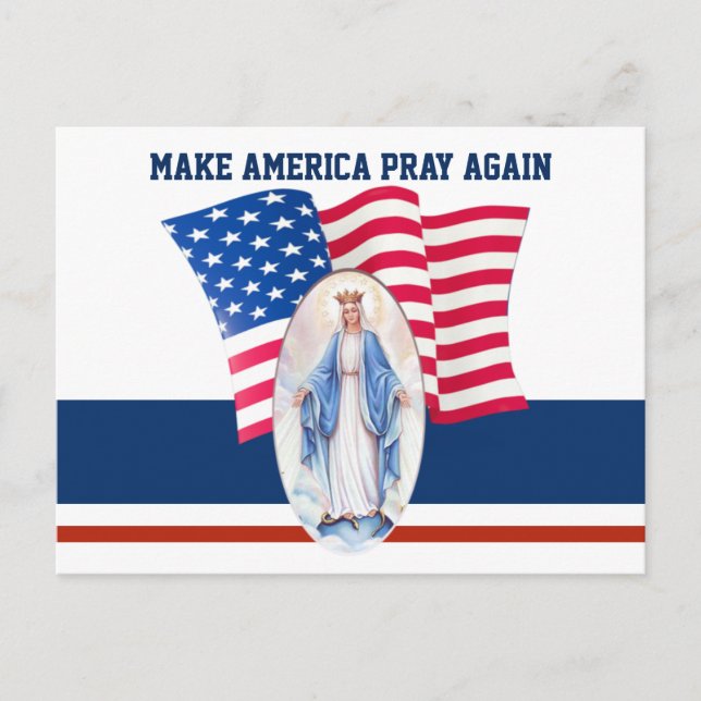 Amerikanische Flagge Gesegnete Jungfrau Mary Postkarte (Vorderseite)