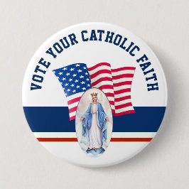 Amerikanische Flagge Gesegnete Jungfrau Mary STIMM Button