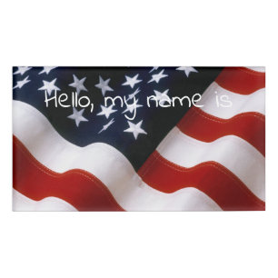 Amerikanische Flagge gewellt Namenschild