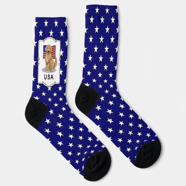 Amerikanische Flagge Golden Retriever Dog Patrioti Socken (Rechts)