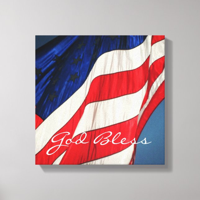 Amerikanische Flagge - Gott segne gepackte Leinwan Leinwanddruck (Vorderseite)