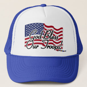 Amerikanische Flagge - Gott segne unsere Truppen! Truckerkappe