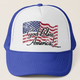 Amerikanische Flagge - Gott segnen Amerika! - Truckerkappe