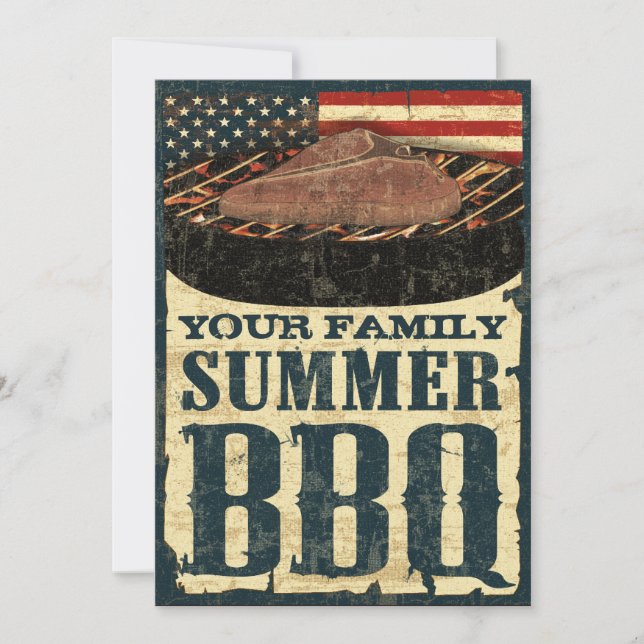 Amerikanische Flagge GRILLEN Einladungen (Vorderseite)