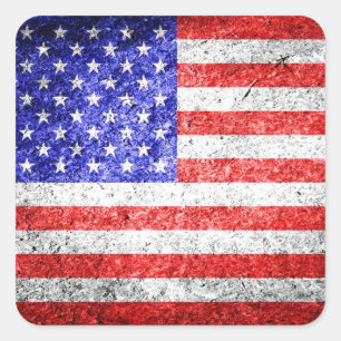 Amerikanische Flagge Grunge Quadratischer Aufkleber