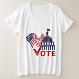 Amerikanische Flagge, Hauptstadt Karo Große Größe T-Shirt