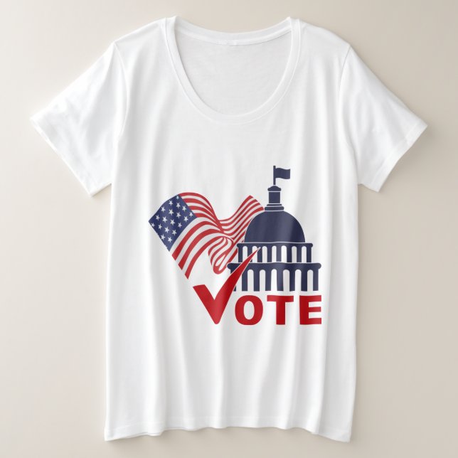 Amerikanische Flagge, Hauptstadt Karo Große Größe T-Shirt (Design vorne)