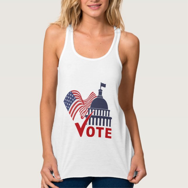 Amerikanische Flagge, Hauptstadt Karo Tank Top (Vorderseite)