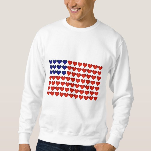 Amerikanische Flagge hergestellt von den Herzen Sweatshirt (Vorderseite)