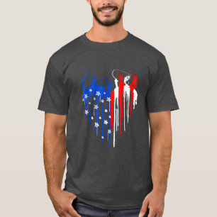 Amerikanische Flagge Herz 4. Juli Angeln Männer Va T-Shirt