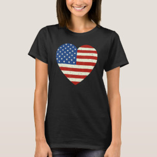 Amerikanische Flagge Herz 4. Juli Patriotisch T-Shirt