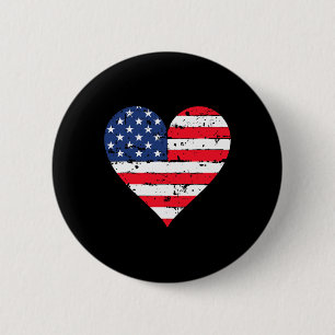 Amerikanische Flagge Herz 4. Juli USA Patriotisch Button