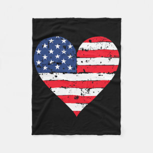 Amerikanische Flagge Herz 4. Juli USA Patriotisch Fleecedecke