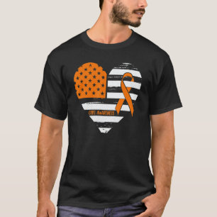 Amerikanische Flagge Herz CRPS Bewusstsein Orange  T-Shirt