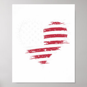 Amerikanische Flagge Herz Frauen Männer Kinder 4. Poster