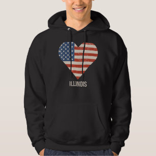 Amerikanische Flagge Herz Illinois 4. Juli Patriot Hoodie