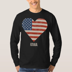 Amerikanische Flagge Herz Iowa 4. Juli Patriotisch T-Shirt