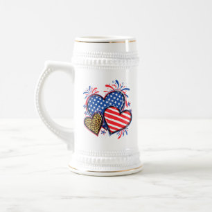 Amerikanische Flagge Herz Leopard Sublimation-6421 Bierglas
