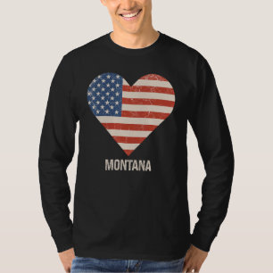 Amerikanische Flagge Herz Montana 4. Juli Patrioti T-Shirt