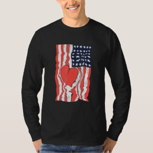 Amerikanische Flagge Herz Patriotisch Amerika T-Shirt