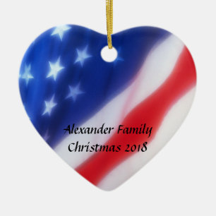 Amerikanische Flagge Herz Personalisierte Ornament