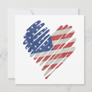 Amerikanische Flagge Herz Rot Weiß Blau Süß 4. Jul Einladung