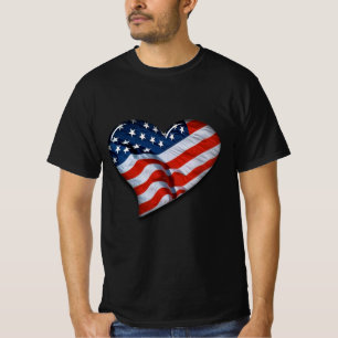 Amerikanische Flagge Herz T-Shirt