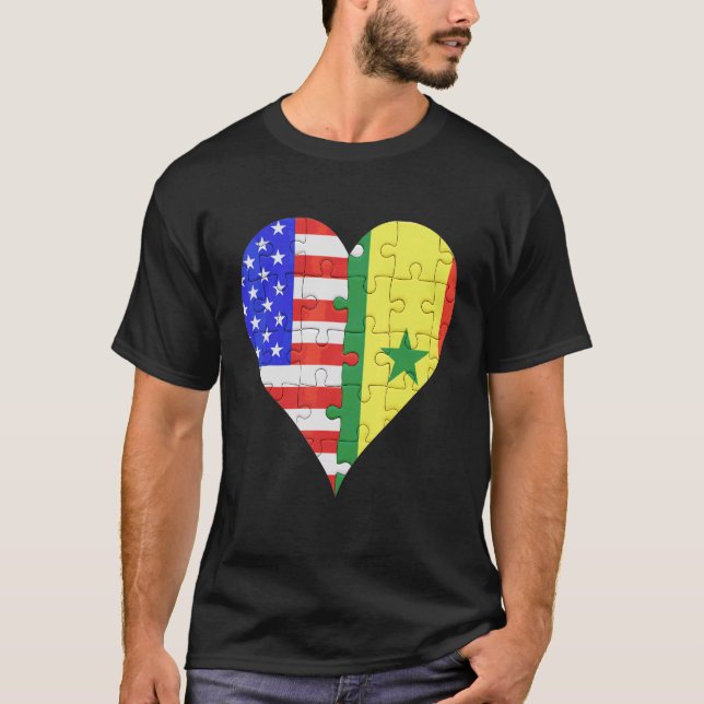 Amerikanische Flagge Herz T-Shirt (Vorderseite)