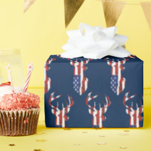Amerikanische Flagge Hirsch auf blau Geschenkpapier