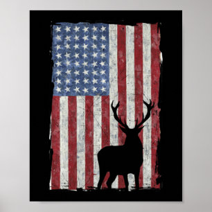 Amerikanische Flagge Hirschjagd erschüttert USA Poster