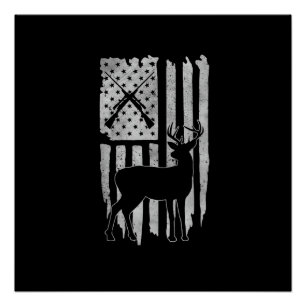 Amerikanische Flagge Hirschjagd Patriotischer Jäge Poster