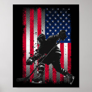 Amerikanische Flagge Hockey Frauen Kinder Männer Poster