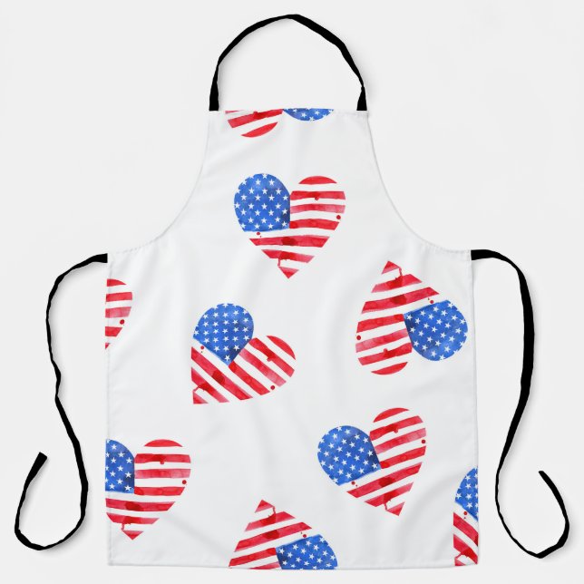 Amerikanische Flagge hört Wasserfarbe Nahtlos. Schürze (Vorderseite)