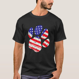 Amerikanische Flagge Hund Katze Pfote Usa Süß 4. J T-Shirt