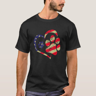 Amerikanische Flagge Hund Katze Pfote Usa Süße 4.  T-Shirt