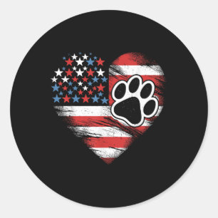 Amerikanische Flagge Hund und Katze Paw Patriotic Runder Aufkleber