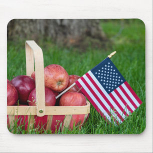 Amerikanische Flagge im Apfelkörbe Mousepad