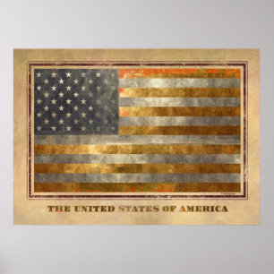 Amerikanische Flagge im Goldblatt Poster