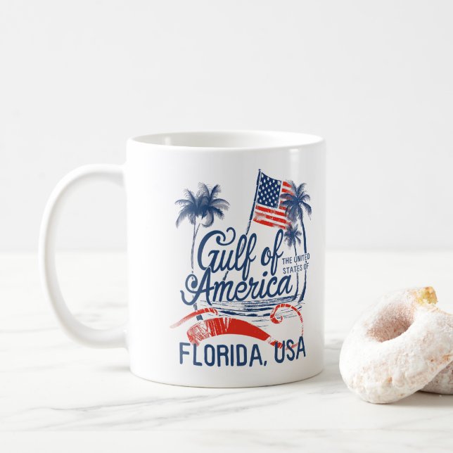Amerikanische Flagge im Golf von Amerika 2025 Flor Kaffeetasse (Mit Donut)