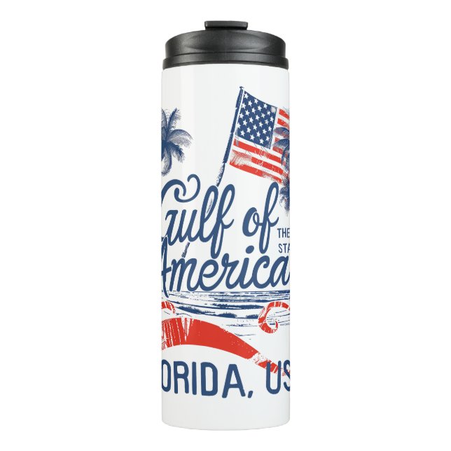Amerikanische Flagge im Golf von Amerika 2025 Flor Thermosbecher (Vorderseite)