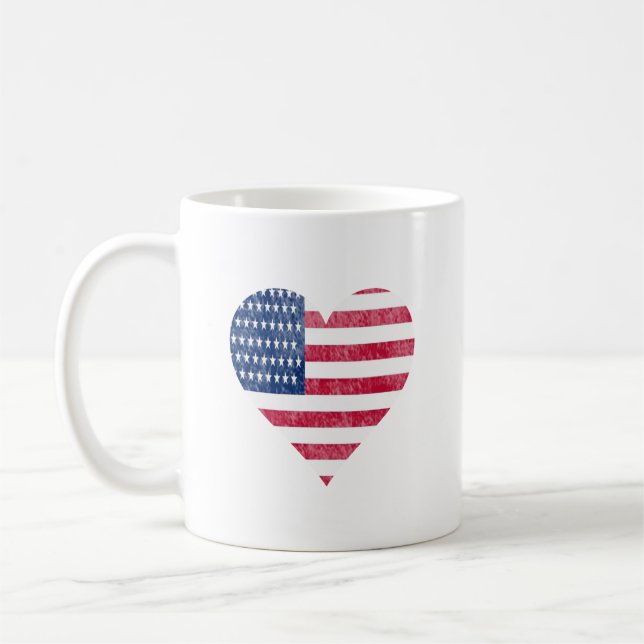 Amerikanische Flagge im Herzen Kaffeetasse (Links)