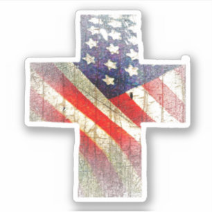 Amerikanische Flagge im Kreuz Aufkleber