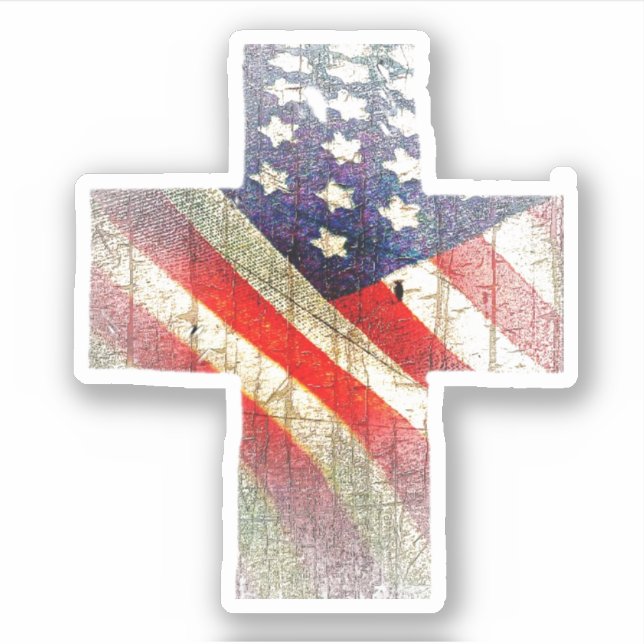 Amerikanische Flagge im Kreuz Aufkleber (Vorderseite)