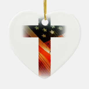 Amerikanische Flagge im Kreuz Keramikornament