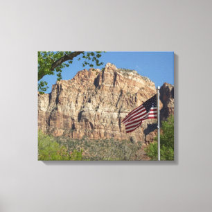 Amerikanische Flagge im Zion National Park I Leinwanddruck