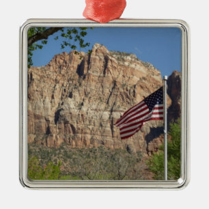 Amerikanische Flagge im Zion National Park I Ornament Aus Metall