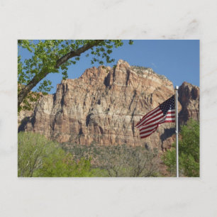 Amerikanische Flagge im Zion National Park I Postkarte