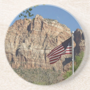 Amerikanische Flagge im Zion National Park I Sandstein Untersetzer