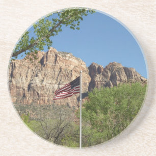 Amerikanische Flagge im Zion National Park II Sandstein Untersetzer