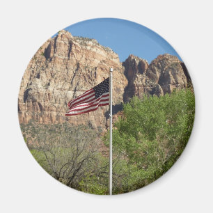 Amerikanische Flagge im Zion-Nationalpark II Magnet